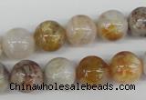 CRO384 15.5 inches 14mm round bamboo leaf agate beads wholesale