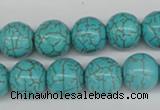CRO395 15.5 inches 14mm round synthetic turquoise beads wholesale