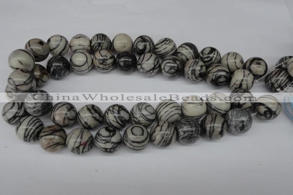 CRO408 15.5 inches 14mm round black water jasper beads wholesale