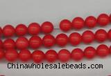 CRO44 15.5 inches 6mm round synthetic coral beads wholesale