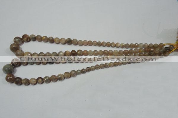 CRO730 15.5 inches 6mm – 14mm faceted round moonstone gemstone beads