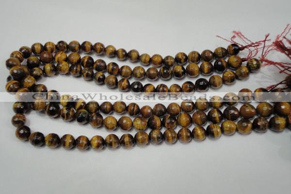 CRO783 15.5 inches 10mm faceted round yellow tiger eye beads wholesale