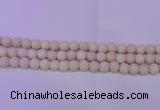 CRO790 15.5 inches 4mm round matte rice white fossil beads