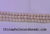CRO793 15.5 inches 10mm round matte rice white fossil beads