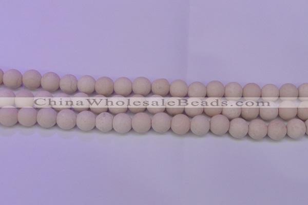 CRO794 15.5 inches 12mm round matte rice white fossil beads