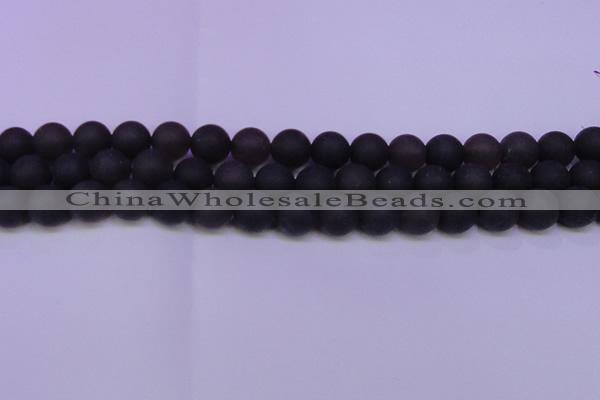 CRO844 15.5 inches 12mm round matte smoky quartz beads