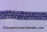 CRO851 15.5 inches 6mm round matte blue spot beads