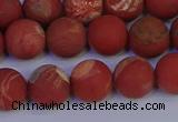 CRO933 15.5 inches 10mm round matte red jasper beads wholesale