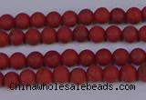 CRO940 15.5 inches 4mm round matte red jasper beads wholesale