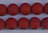 CRO945 15.5 inches 14mm round matte red jasper beads wholesale