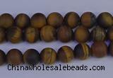 CRO960 15.5 inches 4mm round matte yellow tiger eye beads wholesale