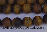 CRO963 15.5 inches 10mm round matte yellow tiger eye beads wholesale