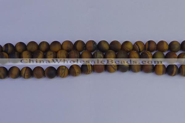 CRO964 15.5 inches 12mm round matte yellow tiger eye beads wholesale