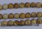 CRO970 15.5 inches 4mm round matte picture jasper beads wholesale