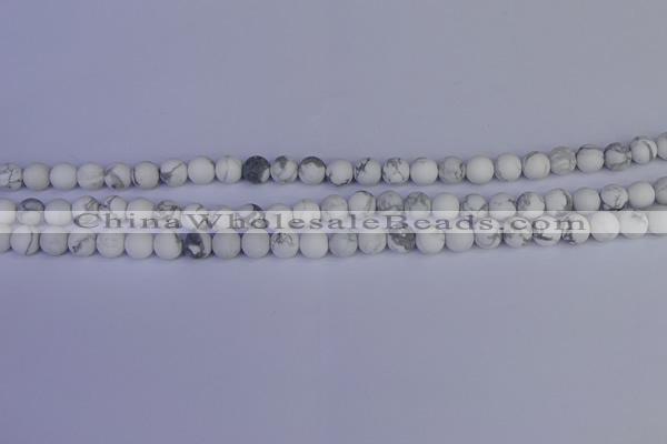 CRO981 15.5 inches 6mm round matte white howlite beads wholesale