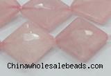 CRQ107 15.5 inches 20*20mm faceted diamond natural rose quartz beads