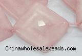 CRQ108 15.5 inches 30*30mm faceted diamond natural rose quartz beads