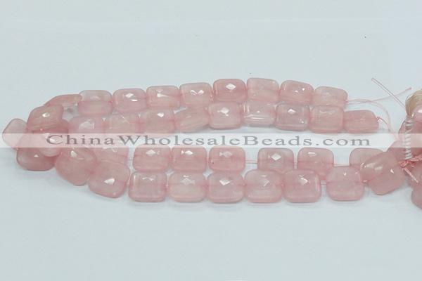 CRQ109 15.5 inches 20*20mm faceted square natural rose quartz beads