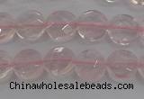 CRQ136 15.5 inches 8mm faceted coin natural rose quartz beads