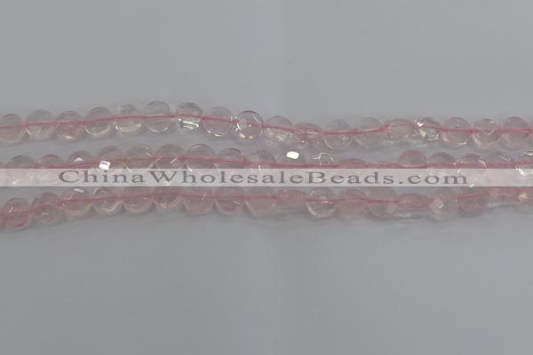 CRQ136 15.5 inches 8mm faceted coin natural rose quartz beads