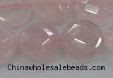 CRQ140 15.5 inches 18mm faceted coin natural rose quartz beads