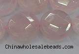 CRQ141 15.5 inches 20mm faceted coin natural rose quartz beads