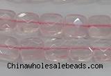 CRQ153 15.5 inches 8mm faceted square natural rose quartz beads