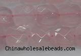 CRQ155 15.5 inches 12mm faceted square natural rose quartz beads