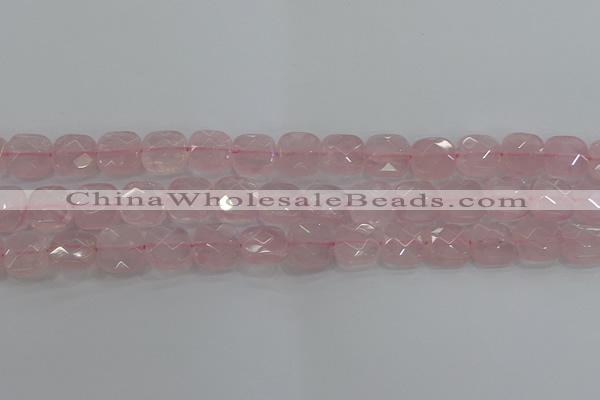 CRQ155 15.5 inches 12mm faceted square natural rose quartz beads