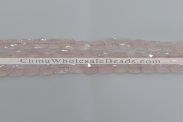 CRQ163 15.5 inches 8*10mm faceted rectangle natural rose quartz beads