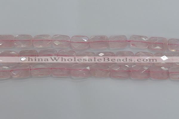 CRQ166 15.5 inches 13*18mm faceted rectangle natural rose quartz beads