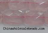 CRQ167 15.5 inches 15*20mm faceted rectangle natural rose quartz beads