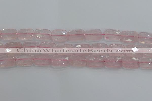 CRQ167 15.5 inches 15*20mm faceted rectangle natural rose quartz beads