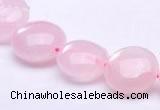 CRQ18 8*14mm flat round natural rose quartz beads wholesale