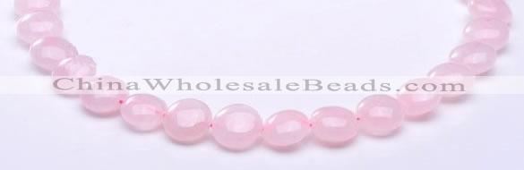 CRQ18 8*14mm flat round natural rose quartz beads wholesale