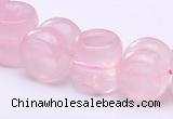 CRQ19 12*12mm dumbbell-shaped natural rose quartz bead Wholesale