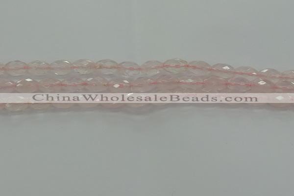 CRQ192 15.5 inches 8*12mm faceted rice natural rose quartz beads