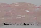 CRQ195 15.5 inches 10*30mm faceted rice natural rose quartz beads