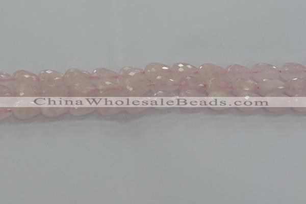 CRQ196 15.5 inches 10*14mm faceted teardrop natural rose quartz beads