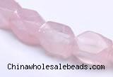 CRQ20 faceted brick shape natural rose quartz beads Wholesale