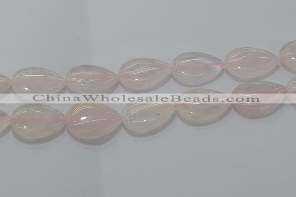 CRQ242 15.5 inches 22*30mm flat teardrop rose quartz beads
