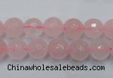 CRQ264 15.5 inches 10mm faceted round rose quartz beads