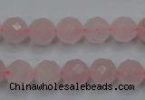 CRQ265 15.5 inches 10mm faceted round rose quartz beads