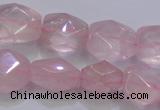 CRQ275 12*15mm – 15*19mm faceted nuggets rose quartz beads