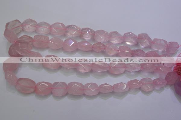 CRQ275 12*15mm – 15*19mm faceted nuggets rose quartz beads