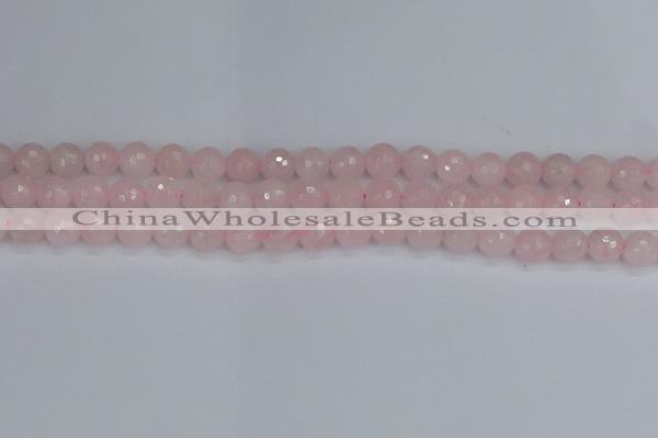 CRQ282 15.5 inches 8mm faceted round rose quartz beads wholesale