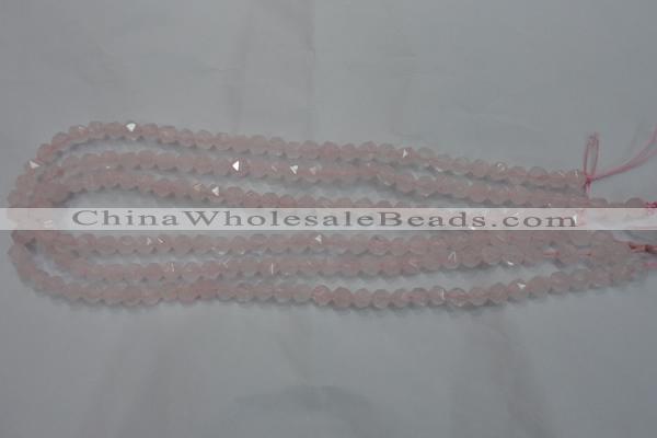 CRQ300 15 inches 6mm faceted nuggets rose quartz beads