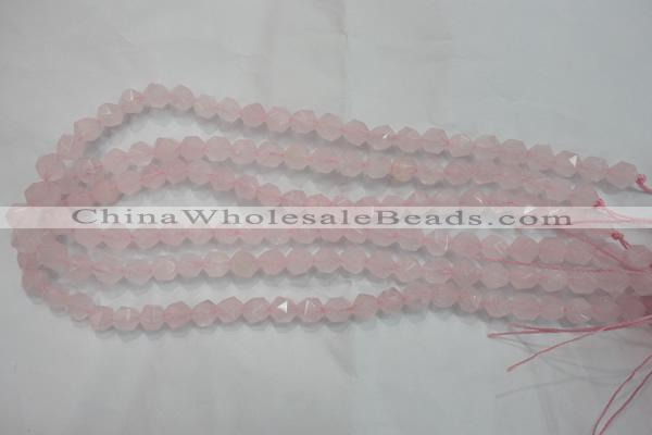 CRQ301 15 inches 8mm faceted nuggets rose quartz beads