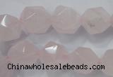 CRQ304 15 inches 14mm faceted nuggets rose quartz beads