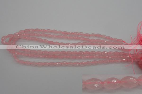 CRQ350 15.5 inches 6*9mm faceted rice rose quartz beads